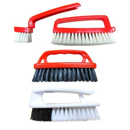 Upholstery and vehicle seat cleaning brushes